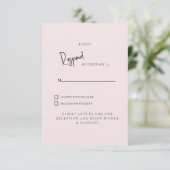 Carton de réponse de mariage Simple Light Blush (Debout devant)