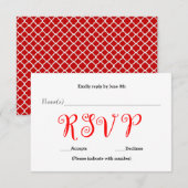 Carton de réponse de réception RSVP rouge (Devant / Derrière)