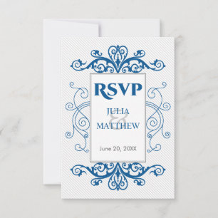 Carton de réponse de Royal Blue Vintage Swirls