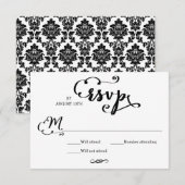 Carton de réponse - Écriture de mariage Damas (Devant / Derrière)