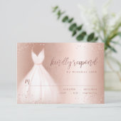 Carton de réponse élégant en rose gold pour robe r (Debout devant)