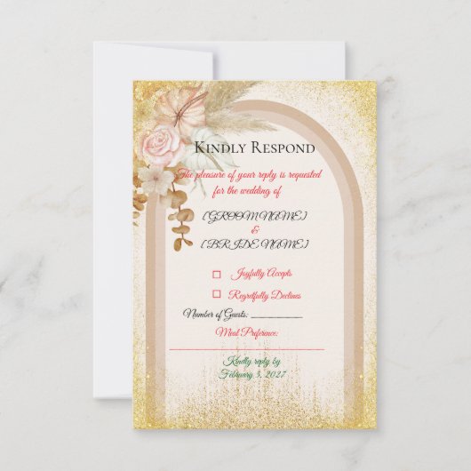 Carton de réponse élégant en terre cuite (Devant)