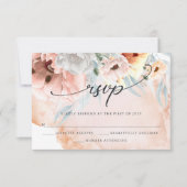 Carton de réponse Fleurs aquarelles corail élégant (Devant)