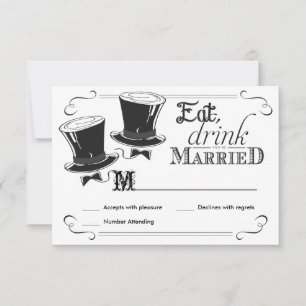 Carton de réponse Mariage Gay Tableau à craie Chap