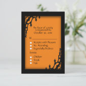 Carton de réponse Orange Gothic avec choix de menu (Debout devant)