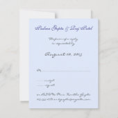 Carton de réponse pour invitation de mariage bleu (Dos)
