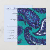Carton de réponse pour invitation de mariage bleu (Devant / Derrière)