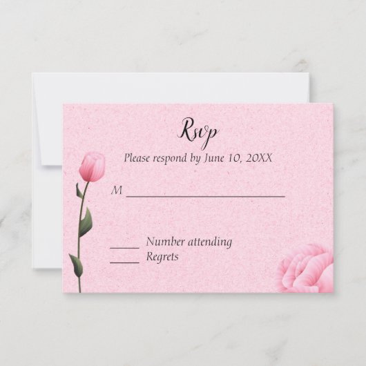 Carton de réponse pour invitation de mariage flora (Devant)