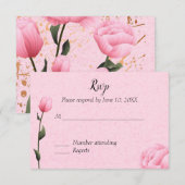 Carton de réponse pour invitation de mariage flora (Devant / Derrière)