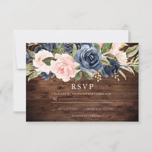 Carton de réponse pour invitation de mariage flora (Devant)