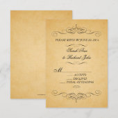 Carton de réponse pour invitation de mariage vinta (Devant / Derrière)