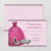Carton de réponse Robe de bal rose chaussures à ta (Devant / Derrière)