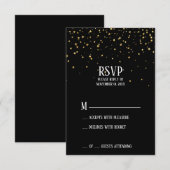 Carton de réponse RSVP avec confettis dorés sur fo (Devant / Derrière)