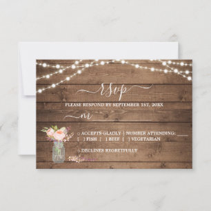 Carton de réponse RSVP de mariage aux lumières gui