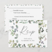 Carton de réponse RSVP pour le repas avec Rustic E (Devant / Derrière)