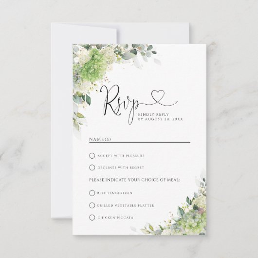 Carton de réponse RSVP pour mariage aux hydrangeas (Devant)