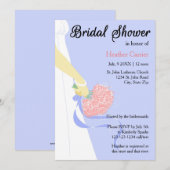 Carton de robe verticale et bouquet - Invitation à (Devant / Derrière)