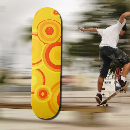 Carton de skateboard Bold Retro Circles - Jaune & 