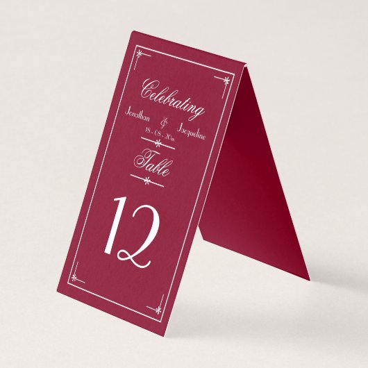 Carton de table calligraphié rouge Bourgogne chic  (Front)