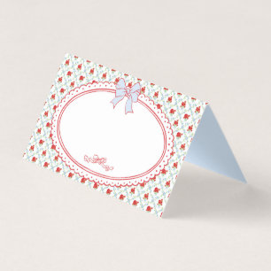 Carton de table floral fantaisie vintage rouge et