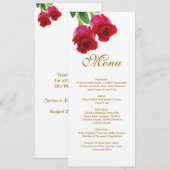 Carton d'invitation au menu de mariage Deux roses (Devant / Derrière)