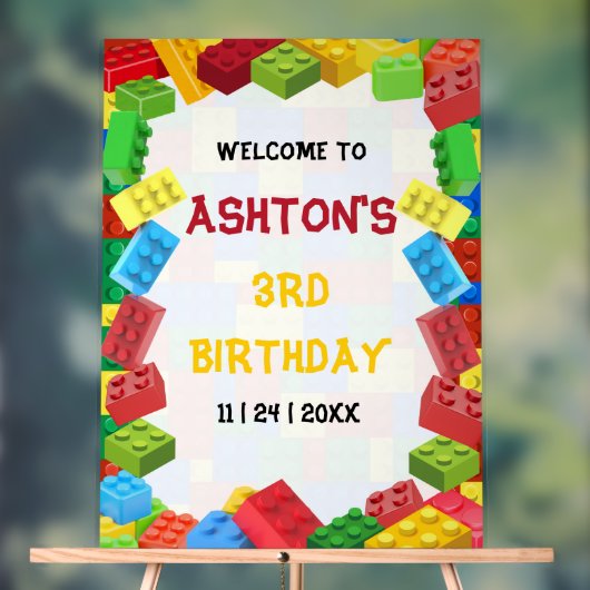 Carton d'invitation d'anniversaire Blocs de constr (Neutre)