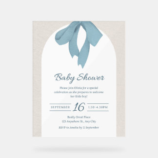Carton d'invitation de Baby Shower avec un ruban b