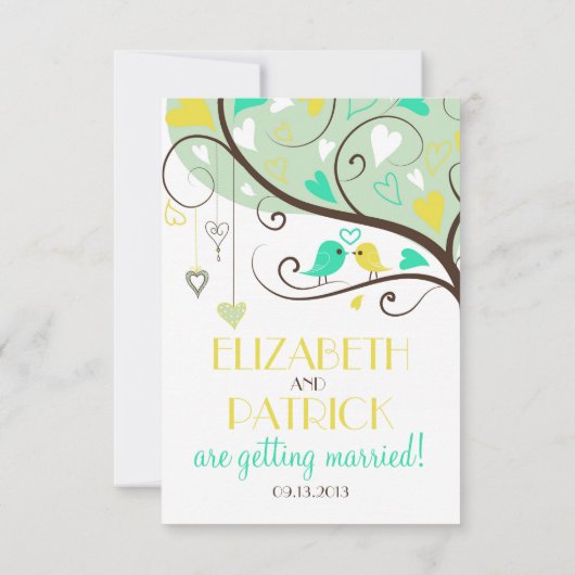 Carton d'invitation de mariage RSVP avec des tourt (Dos)