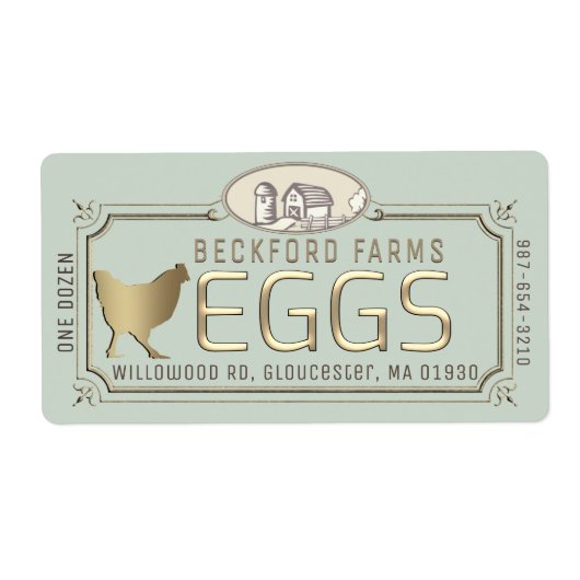 Carton d'oeuf encadré 3D en or avec Étiquette ferm (Devant)
