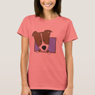 Carton encadré Bordure Brown Collie Ladies T-Shirt