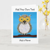 Carton Fluffy Owl Carte de voeux pliée (Fleur jaune)