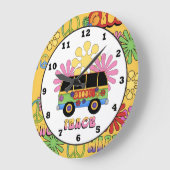 Carton Hippie amusant horloge murale (Angle)
