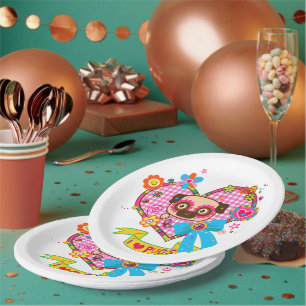 Carton J'Aime Les Carlins ! Assiettes en Papier.