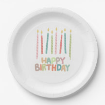 Joyeux Anniversaire avec Bougies sur Assiettes en