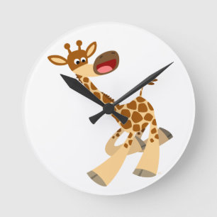 Carton mignon Ambling Giraffe Horloge murale