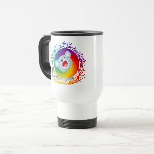 Carton mignon Arc-en-ciel blanc Lion Commuter Mug (Devant gauche)