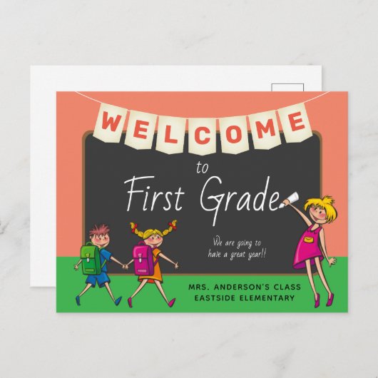 Carton mignon Bienvenue Sur Carte Postale Première (Devant / Derrière)