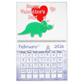 Carton mignon Dinosaures Calendrier pour enfants (Feb 2026)