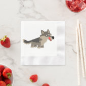 Carton mignon en Wolfe affamé serviettes en papier (En situation)