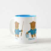 Carton mignon Pêche Ours Brown Kid Mug (Devant gauche)
