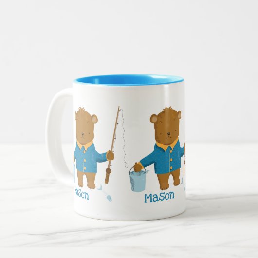 Carton mignon Pêche Ours Brown Kid Mug (Devant gauche)