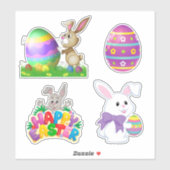 Carton mignon Stickers Lapin de Pâques Lapin (Feuille)