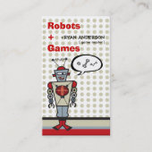 Carton Red Retro Robot Cute Kids Carte de profil (Devant)