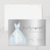 Carton réponse élégant robe bleu argenté pour quin (Devant / Derrière)