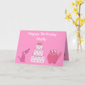 Carton rose mignon Animaux et Carte de gâteau d'an (Fleur jaune)