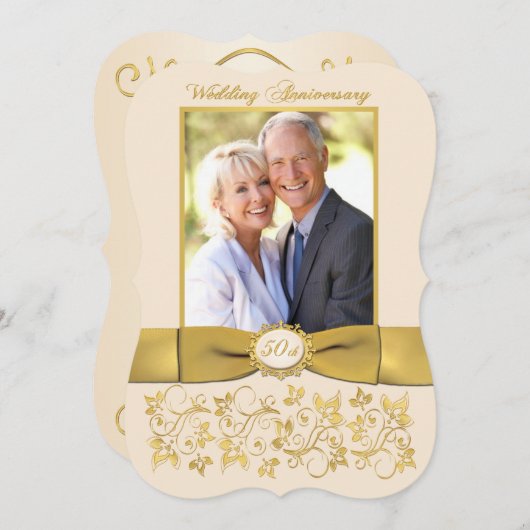 CARTON RUBAN 50e Anniversaire Invitation (Devant / Derrière)