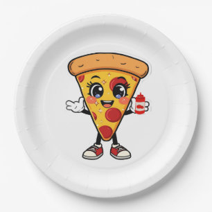 Carton Tranches de pizza mignonnes Kawaii assiettes en pa