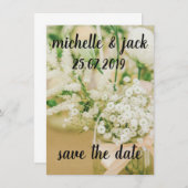 Cartons de Faire-Part Fleur Blanche Save The Date (Devant / Derrière)