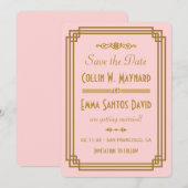 Cartons de Faire-Part Rose Simple Art Déco (Devant / Derrière)