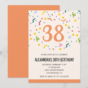 Cartons de fête simples 38e invitations d'annivers